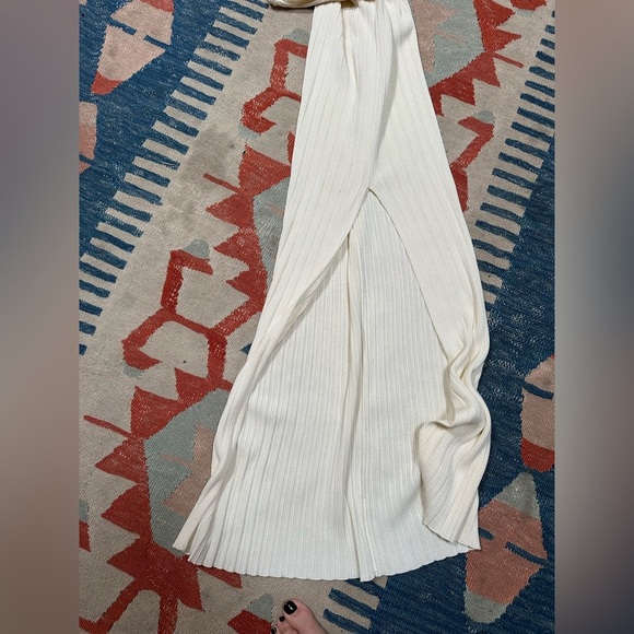 Aya Muse 'Sapodilla' Ivory Ribbed Midi Skirt Side Slit Size S - Picture 8 of 11